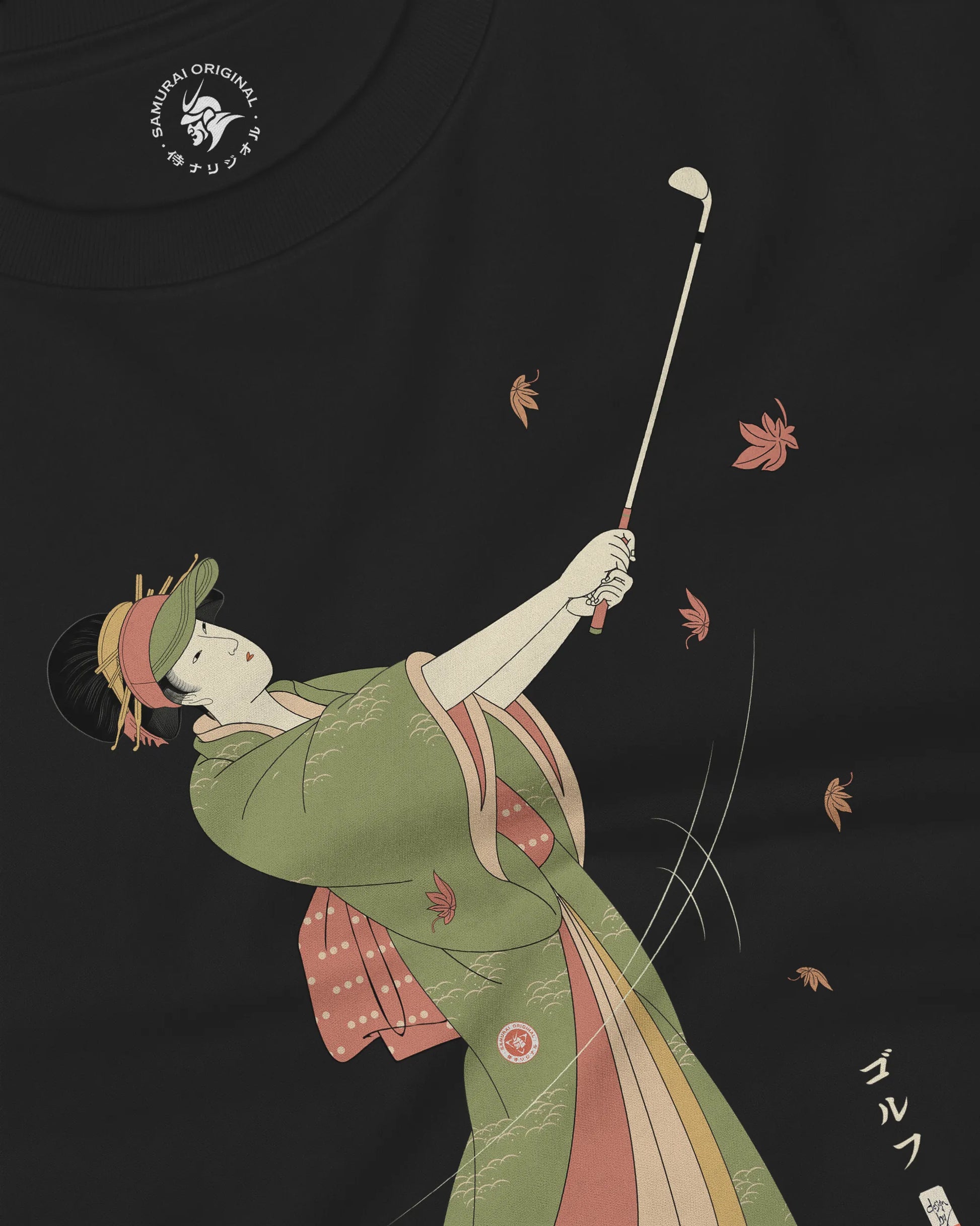 Geisha Golf Player Japanese Ukiyo-e Unisex Long Sleeve Tee - Samurai Original