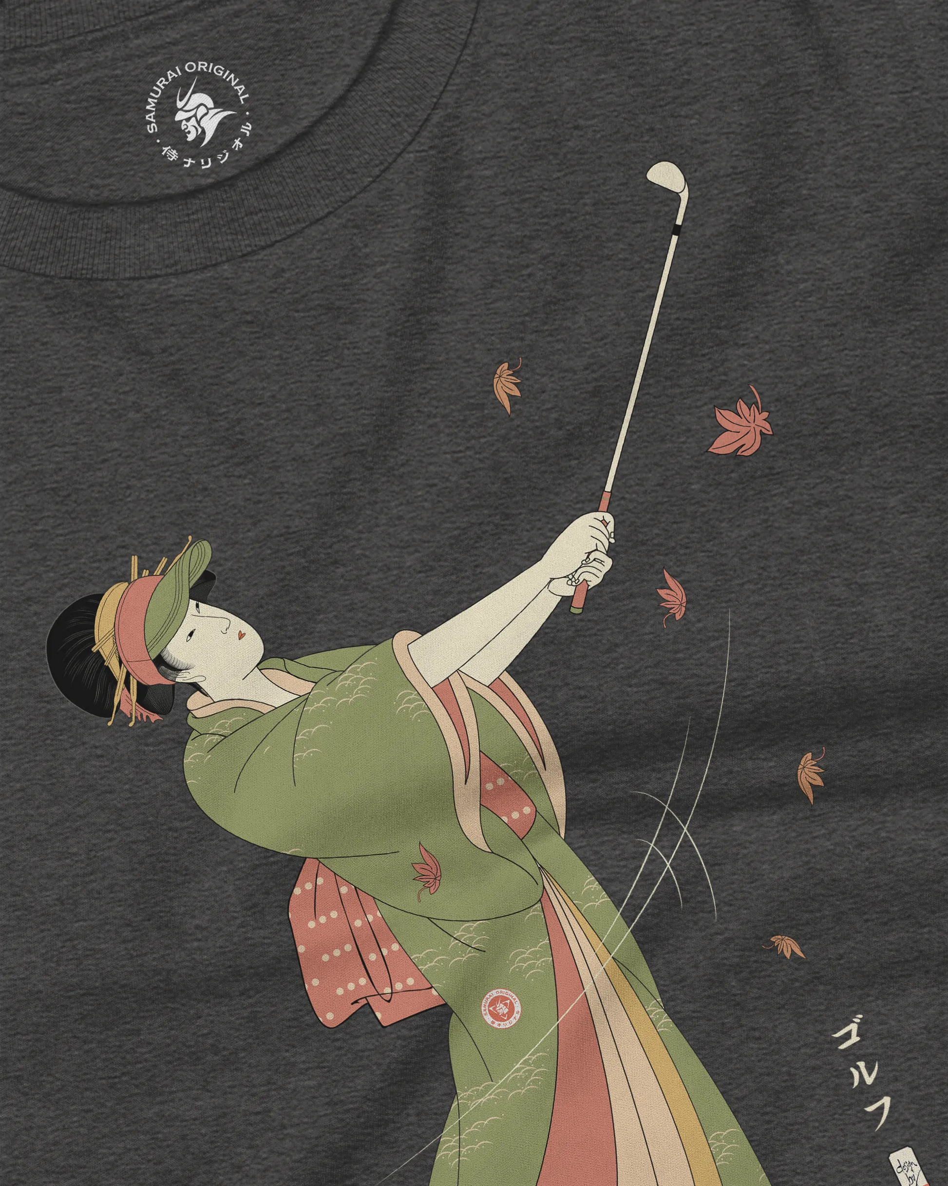 Geisha Golf Player Japanese Ukiyo-e Unisex Long Sleeve Tee - Samurai Original