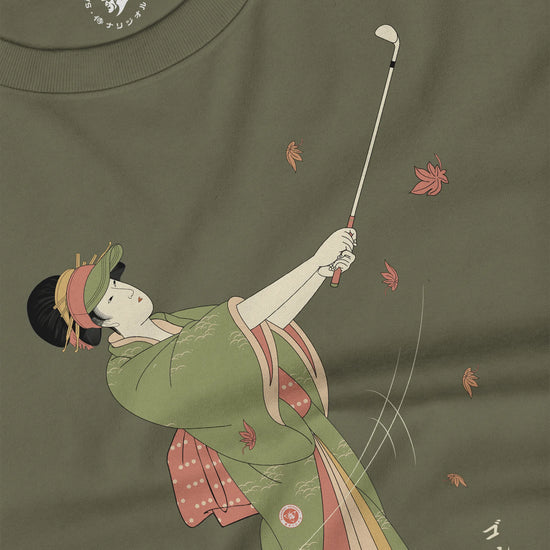 Geisha Golf Player Japanese Ukiyo-e Unisex Long Sleeve Tee - Samurai Original