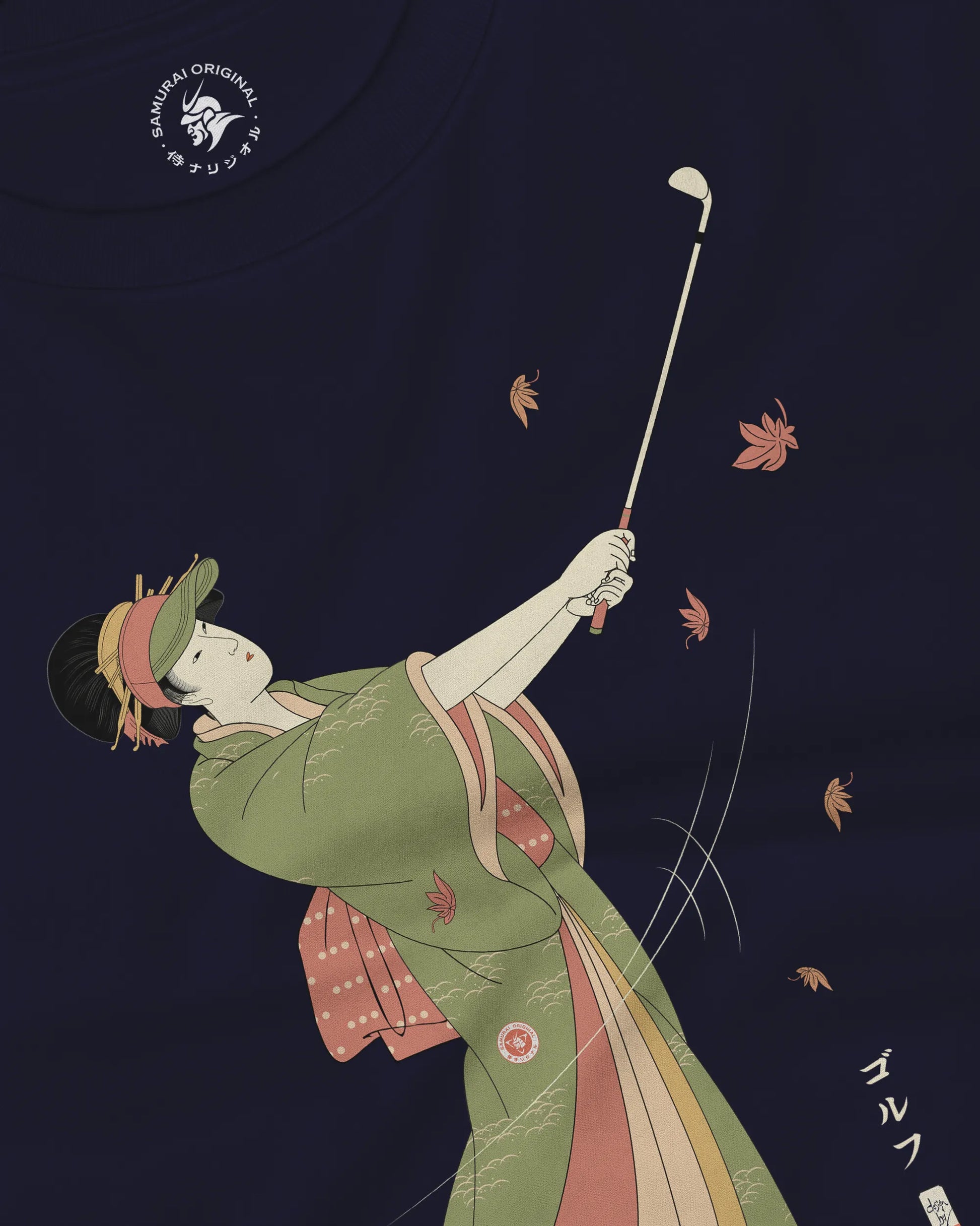 Geisha Golf Player Japanese Ukiyo-e Unisex Long Sleeve Tee - Samurai Original