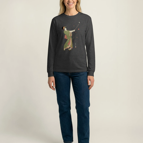Geisha Golf Player Japanese Ukiyo-e Unisex Long Sleeve Tee - Samurai Original