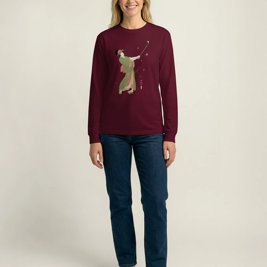 Geisha Golf Player Japanese Ukiyo-e Unisex Long Sleeve Tee - Samurai Original