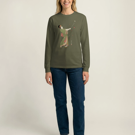 Geisha Golf Player Japanese Ukiyo-e Unisex Long Sleeve Tee - Samurai Original