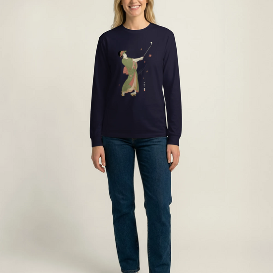 Geisha Golf Player Japanese Ukiyo-e Unisex Long Sleeve Tee - Samurai Original