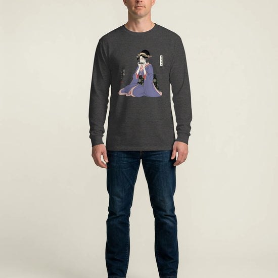 Geisha Harmonica Japanese Ukiyo-e Unisex Long Sleeve Tee - Samurai Original