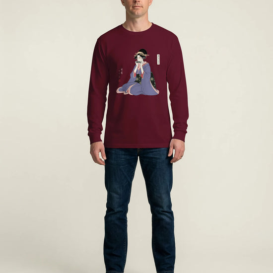 Geisha Harmonica Japanese Ukiyo-e Unisex Long Sleeve Tee - Samurai Original