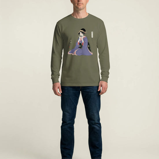 Geisha Harmonica Japanese Ukiyo-e Unisex Long Sleeve Tee - Samurai Original