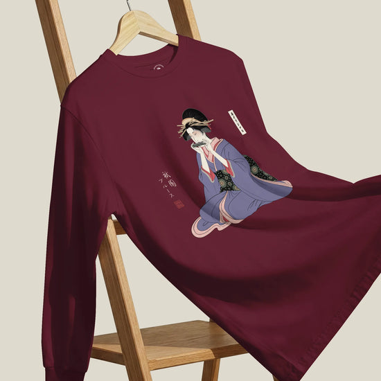 Geisha Harmonica Japanese Ukiyo-e Unisex Long Sleeve Tee - Samurai Original