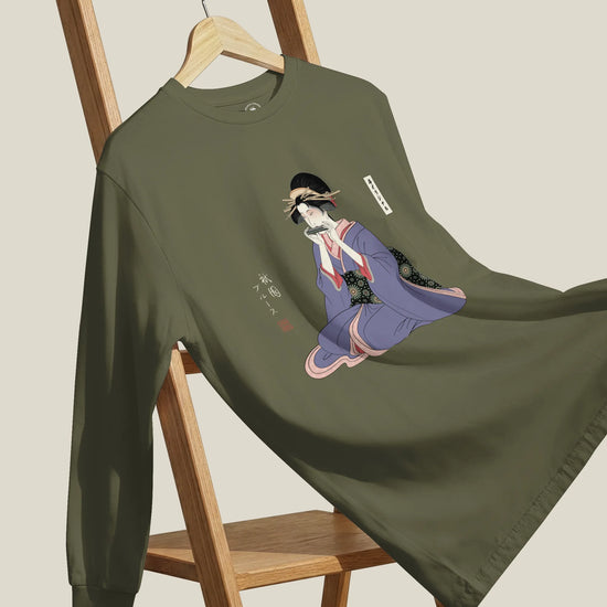 Geisha Harmonica Japanese Ukiyo-e Unisex Long Sleeve Tee - Samurai Original