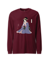 Geisha Harmonica Japanese Ukiyo-e Unisex Long Sleeve Tee Maroon - Samurai Original