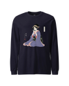 Geisha Harmonica Japanese Ukiyo-e Unisex Long Sleeve Tee Navy - Samurai Original