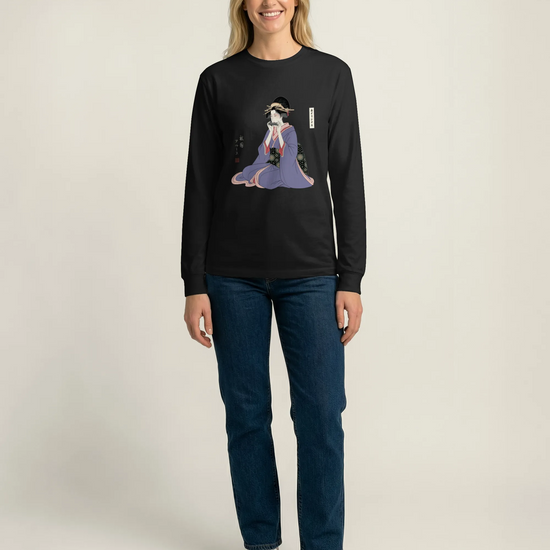 Geisha Harmonica Japanese Ukiyo-e Unisex Long Sleeve Tee - Samurai Original