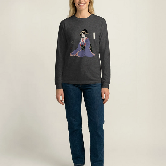 Geisha Harmonica Japanese Ukiyo-e Unisex Long Sleeve Tee - Samurai Original