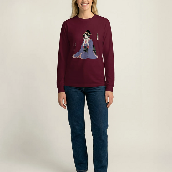 Geisha Harmonica Japanese Ukiyo-e Unisex Long Sleeve Tee - Samurai Original