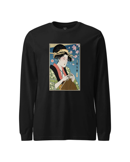 Geisha Knitting Mom Ukiyo-e Unisex Long Sleeve Tee No.2
