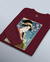 Geisha Knitting Mom Ukiyo-e Unisex Long Sleeve Tee No.2