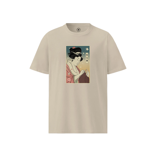 Geisha Knitting Mom Ukiyo-e Unisex organic t-shirt