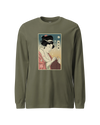 Geisha Knitting Mom Ukiyo-e Unisex Long Sleeve Tee