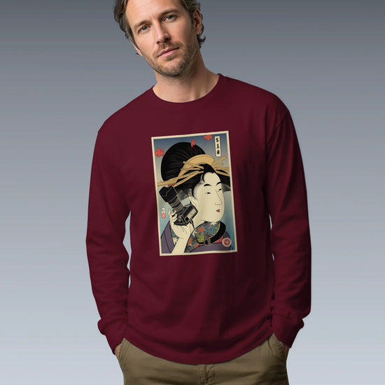 Geisha Photographer Ukiyo-e Unisex Long Sleeve Tee - Samurai Original