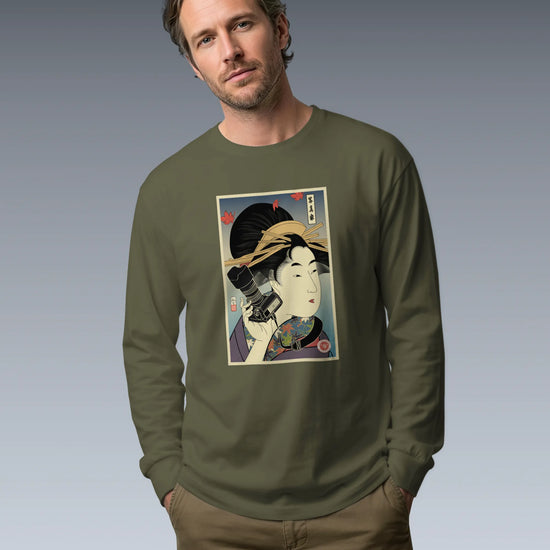 Geisha Photographer Ukiyo-e Unisex Long Sleeve Tee - Samurai Original