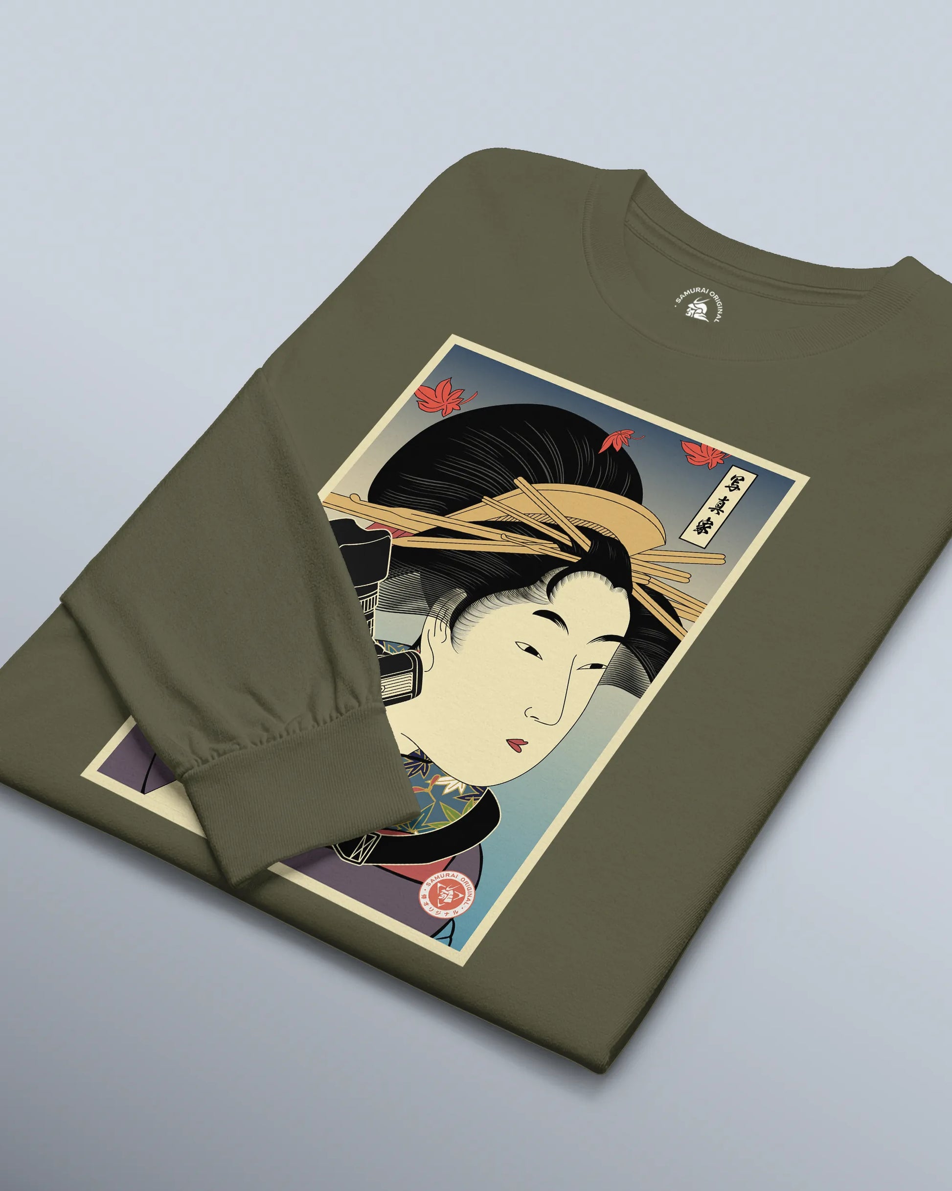 Geisha Photographer Ukiyo-e Unisex Long Sleeve Tee - Samurai Original