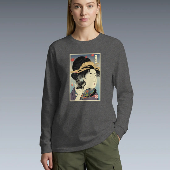 Geisha Photographer Ukiyo-e Unisex Long Sleeve Tee - Samurai Original