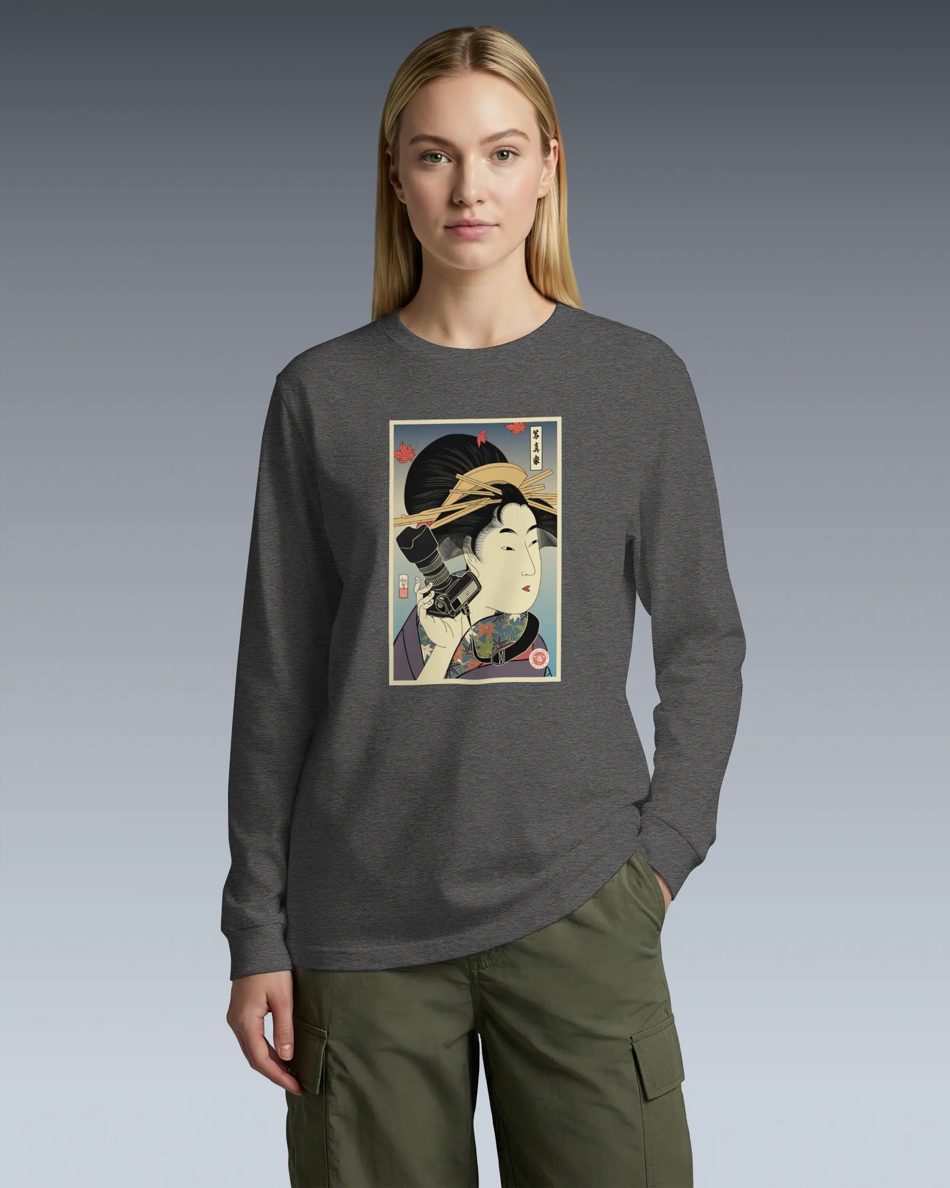 Geisha Photographer Ukiyo-e Unisex Long Sleeve Tee - Samurai Original