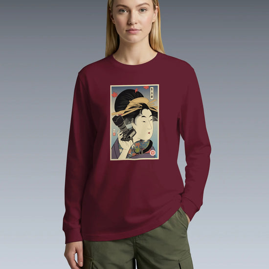 Geisha Photographer Ukiyo-e Unisex Long Sleeve Tee - Samurai Original