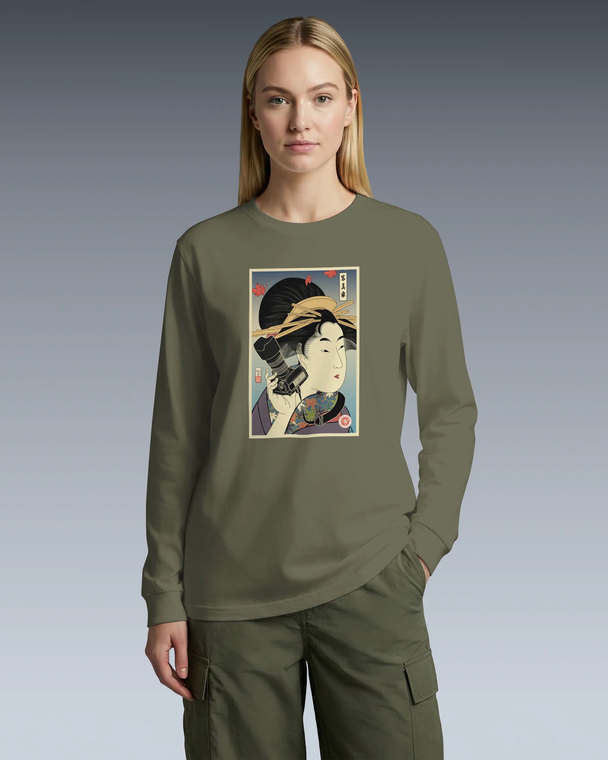 Geisha Photographer Ukiyo-e Unisex Long Sleeve Tee - Samurai Original