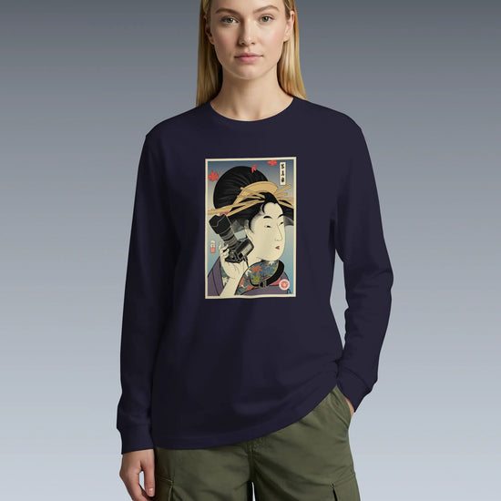 Geisha Photographer Ukiyo-e Unisex Long Sleeve Tee - Samurai Original