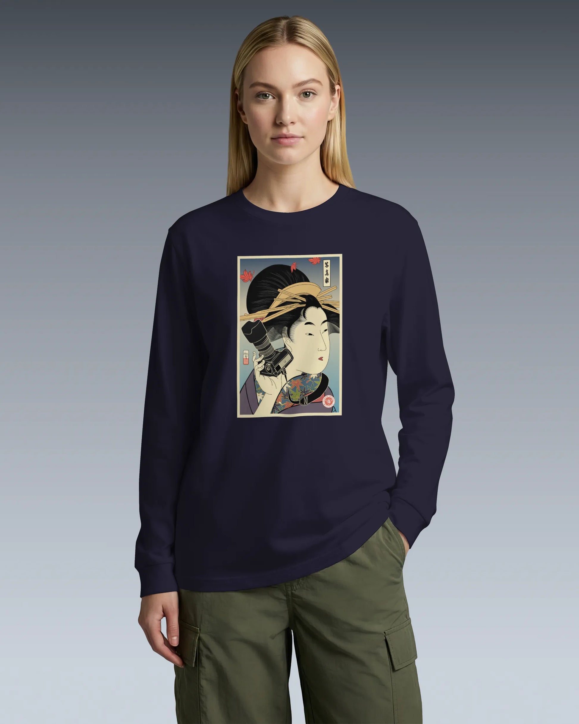 Geisha Photographer Ukiyo-e Unisex Long Sleeve Tee - Samurai Original