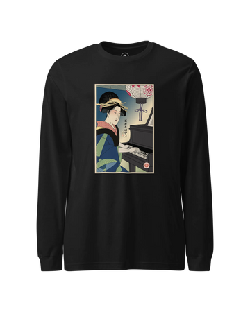 Geisha Piano Player Ukiyo-e Unisex Long Sleeve Tee