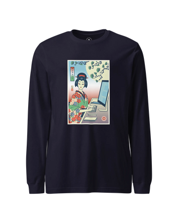 Geisha Programmer Computer Science Japanese Ukiyo-e Unisex Long Sleeve Tee
