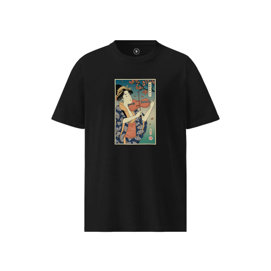 Geisha Violin Music Ukiyo-e Unisex organic t-shirt