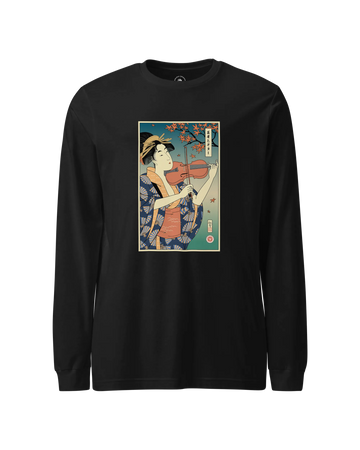 Geisha Violin Music Ukiyo-e Unisex Long Sleeve Tee