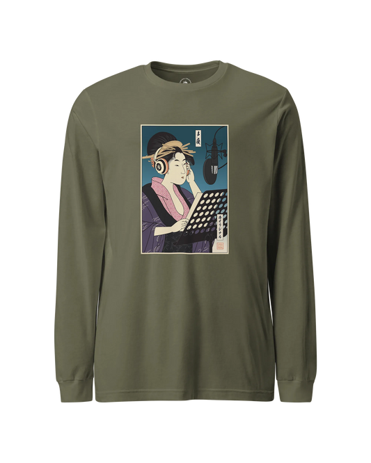 Geisha Voice Actor Japanese Ukiyo-e Unisex Long Sleeve Tee