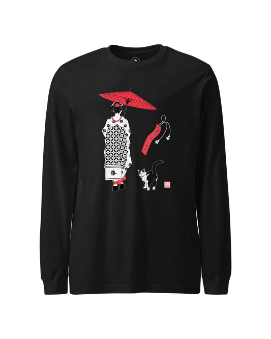 Geisha & Cat Unisex Long Sleeve Tee No.3