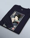 Geisha & Cat Funny Japanese Ukiyo-e Unisex Long Sleeve Tee