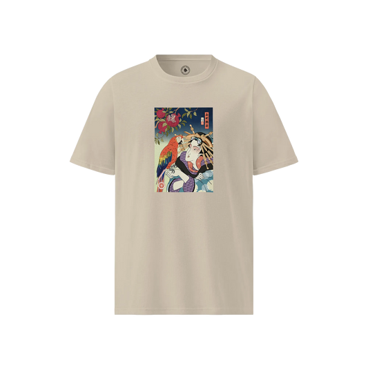 Geisha & Macaw Parrot Ukiyo-e Unisex organic t-shirt