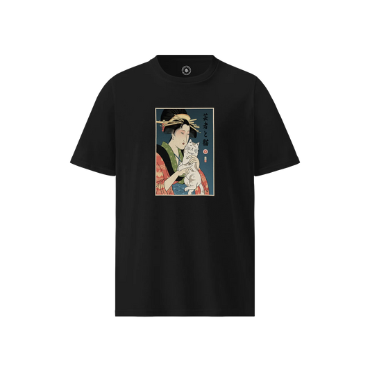 Geisha and Cat Ukiyo-e Unisex organic t-shirt