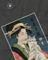 Geisha and Cat 1 Ukiyo-e Unisex Long Sleeve Tee