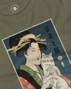 Geisha and Cat 1 Ukiyo-e Unisex Long Sleeve Tee