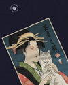 Geisha and Cat 1 Ukiyo-e Unisex Long Sleeve Tee