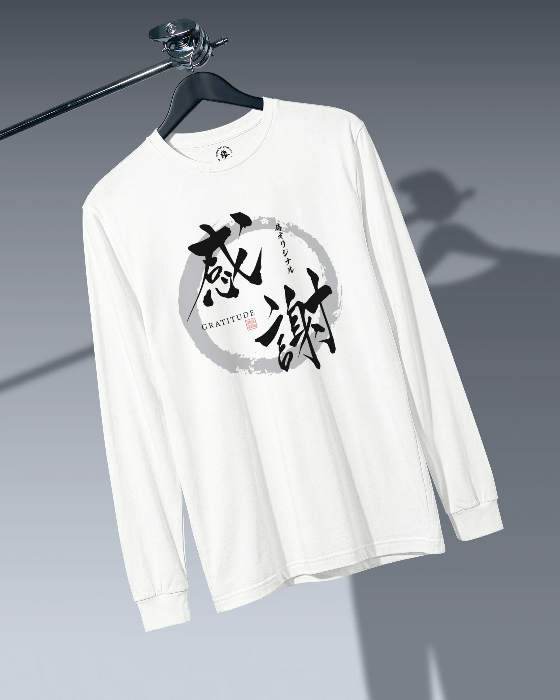 Gratitude Japanese Calligraphy Unisex Long Sleeve Tee - Samurai Original