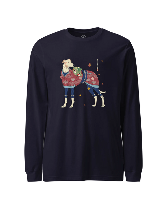 Greyhound Dog Funny Japanese Ukiyo-e Unisex Long Sleeve Tee