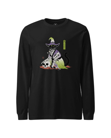 Halloween Black Cat Ukiyo-e Unisex Long Sleeve Tee
