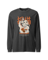 Halloween Cat Maneki Neko & Jason Voorhees Mask Unisex Long Sleeve Tee Dark Grey Heather - Samurai Original