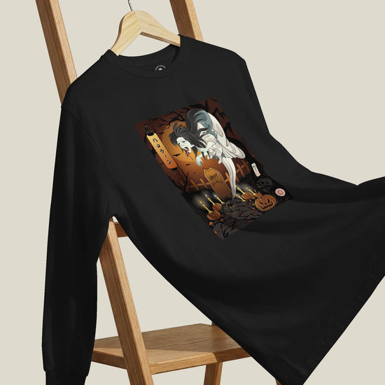 Halloween Horror Ghost Japanese Ukiyo-e Unisex Long Sleeve Tee - Samurai Original