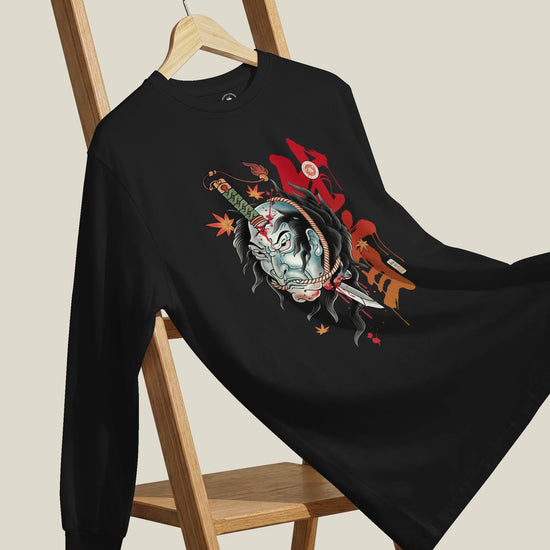 Halloween Namakubi Japanese Tattoo Unisex Long Sleeve Tee - Samurai Original