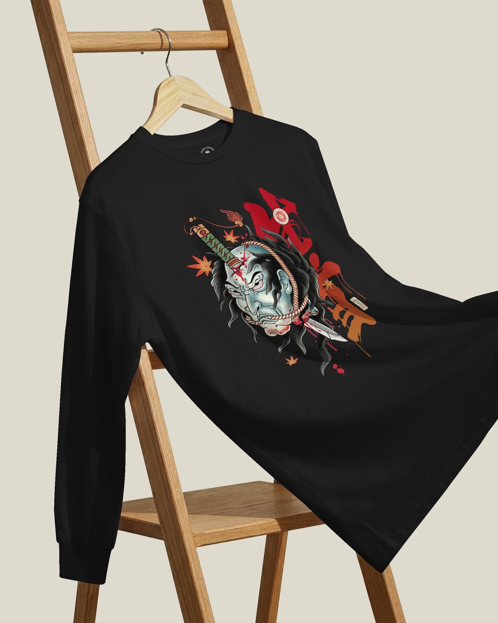 Halloween Namakubi Japanese Tattoo Unisex Long Sleeve Tee - Samurai Original